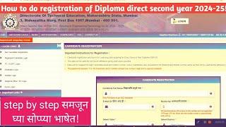 How to do registration of Diploma direct second year 2024-25 step by step explained Post HSC