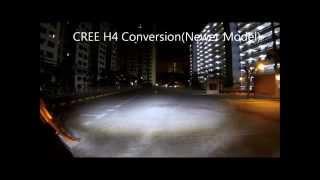 H4 CREE LED VS High End Halogen Headlight Comparison on a Motorcycle