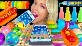 ASMR GUMMY CANDY MUKBANG HOTDOG GUMMY IPHONE COOKIE JUICY DROP TAFFY PEACH GUMMY 먹방