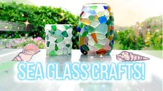 Sea glass crafts. We make colourful sea glass candle jars with our finds