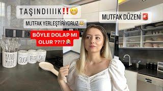 TAŞINDIK  MUTFAK DOLAP DÜZENİ MUTFAĞI YERLEŞTİRDİM  YENİ EV  DOLAP TEMİZLİĞİ