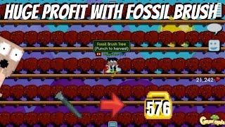 HUGE PROFIT WITH FOSSIL BRUSH HOW TO GET RICH FAST IN 2020  Growtopia