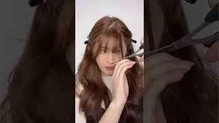 Trying Korean see thru bangs#shorts  tiktok kkkrrriista