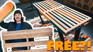 Making a $2000 Bench for Free w Pallets and Skateboards