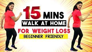 15 Mins Walk At Home For Weight loss  Easy Fat Burning Indoor Walking Workout For Beginners