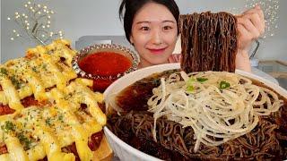 ASMR 폭염이니까시원한 냉모밀에 피자돈까스 먹을게요 리얼먹방  Soup noodles with buckwheat noodles Pizza pork cutlet MUKBANG