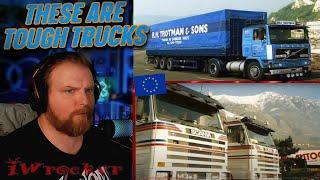 American Reacts to Old School Euro Trucks Compilation