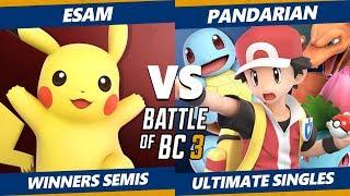 Smash Ultimate Tournament - Esam Pikachu Vs. Pandarian Pokemon Trainer BoBC3 SSBU Winners Semis