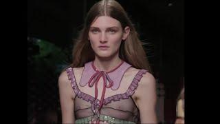 No Bra Naked Gucci Spring Summer Sheer Topless fashion show Models showing nude lingerie catwalk