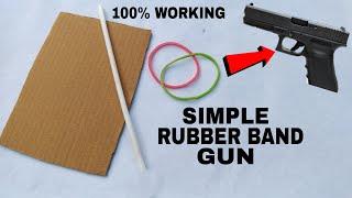 How To Make  Rubber Band Gun With Cardboard  Simple Mini Gun At Home