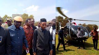 RAILA ODINGA LANDS AT FRED OMONDI BURIAL CEREMONYERIC OMONDI FAMILY RECEIVE HIM