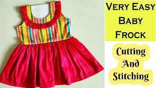 Very Easy Designer Baby DressFrock Cutting And stitching   Stitch By Stitch