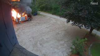 VW Westfalia camper van EXPLODES - after family escapes