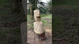 Squirrel tree carving