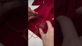 Visible mending - houndstooth darn on a cashmere jumper