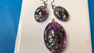 157 SPARKLE PURPLE PENDANT UV resin jewelry HOW TO MAKE IT #resin #resinjewelry #abalone #howto