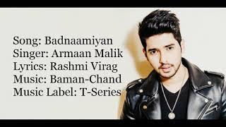 BADNAAMIYAN Full Song With Lyrics ▪ Armaan Malik ▪ Hate Story IV ▪ Karan Wahi Urvashi Rautela