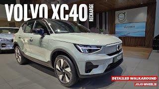 New Volvo XC40 Recharge P6 most detailed walkaround  safe  luxury EV sage green  single moter