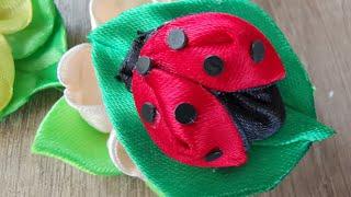 Kanzashi ribbon Ladybug  Kanzashi animals  Satin Ribbon Decoration  Handmade gift ideas