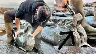 Fossil Hunter Examines HUGE Limestone Nodule Fossil Hunting for Belemnites  Fossil Hunter