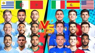 Morocco Algeria Uruguay   USA Spain Italy  Trio Comparison 