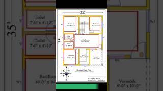 28 X 35 3BHK HOUSE PLAN