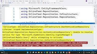 Solved Unable to create an object of type DbContext. For the differens patterns supported at desi