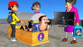 Scary Teacher 3D Nick Troll Hello Neighbor with Broken TV and Cleaning Water in Miss Ts New House