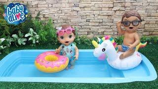 BABY ALIVE GÊMEOS LAURINHA E FELIPINHO SE DIVERTINDO NA PISCINA