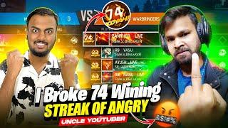 First Time Break 74 Winning Streak Angry Uncle Youtuber Vs NayanAsin  गुस्सा हो गया 