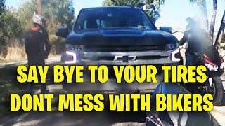 SAY BYE TO YOUR TIRES - DONT MESS WITH BIKERS  Road Rage USA & Canada  Brake Check 2024