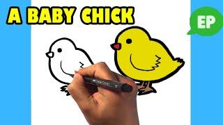 How to Draw a Baby Chick - Cute Animals - Easy Pictures to Draw