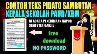 CONTOH TEKS PIDATO SAMBUTAN KEPALA PAUD  KOBER ACARA PENERIMAAN RAPOR SEMESTER GANJIL