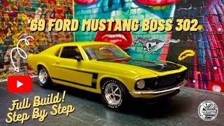 Building Revell 125 69 Ford Mustang Boss 302 Scale Model - Full Build Step by Step - ASMR