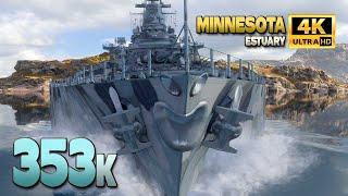 Battleship Minnesota Hard worker in tier 10 battle - World of Warships