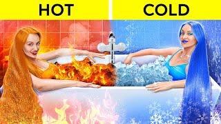 HOT VS COLD GIRLS  Food Challenge In Jail ️ Fire vs Icy Girl by 123 GO