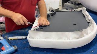 Instructions for replacing your surf  wake boat seat skins at Gabes Custom Marine.