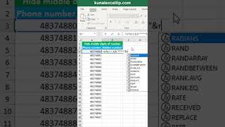 How to hide middle digits of number in excel