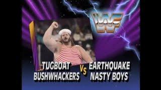 Bushwhackers & Tugboat vs Nasty Boys & Earthquake   SuperStars June 15th 1991