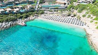 Vathí Kritsᾶs beach and the best hotel in Greece Daios Cove Luxury Resort Crete 4K drone footage