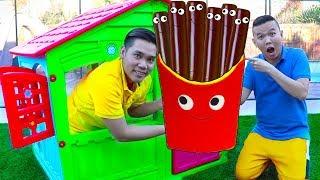 Funny Uncles & Auntie Pretend Play w Giant Magic Chocolate French Fries Food Toys