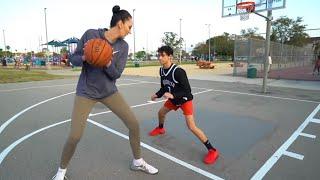 1v1 vs World’s TALLEST Girl Basketball Player