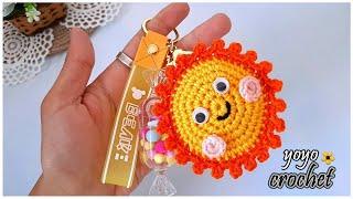 كروشية ميدالية الشمس الرائعة  أصنعى منها الكثير للبيع  من بقايا الصوف  Crochet medals يويو_كروشية