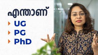 What is UG and PG  Graduation  Degree courses  Bachelor Degree  Degree Course Malayalam