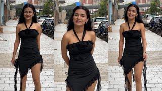 Tiku Weds Sheru Beauty Avneet Kaur Looks Hot In Black Dress Spotted At Andheri