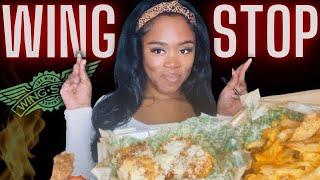 ASMR  FIRST WINGSTOP CHICKEN MUKBANG taking my time w WINGS CHEESE FRIES CORN  eating sounds*