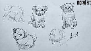 How to teach the steps to draw a dog in a very easy way