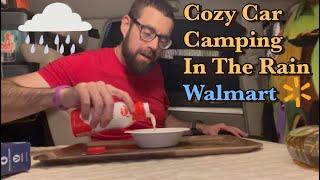 Solo Car Camping in the Rain at Walmart   My Cozy Setup