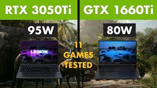 RTX 3050 Ti vs GTX 1660 Ti Laptop - Test in 11 Games