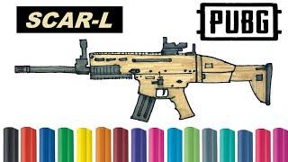 Easy Drawing Pubg Mobile SCAR-L I Kolay  Pubg Mobile SCAR-L Tüfek Çizimi